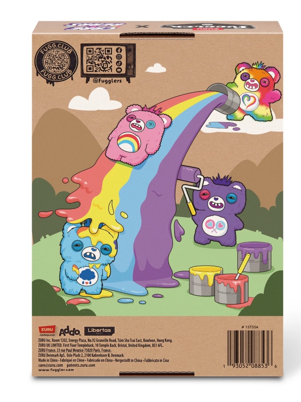 Fuggler X Care Bears - Plush Pink Rainbow Bear Toy with Button Eye - Picture 10 of 10